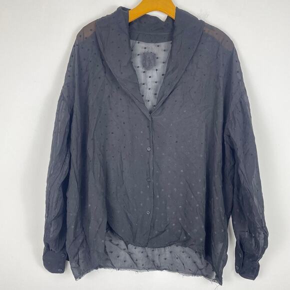 RTA Women’s black long sleeve polka dot blouse sheer size Small - Picture 1 of 9